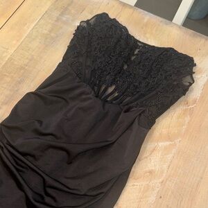 Windsor Black Strapless Lace Bustier Dress